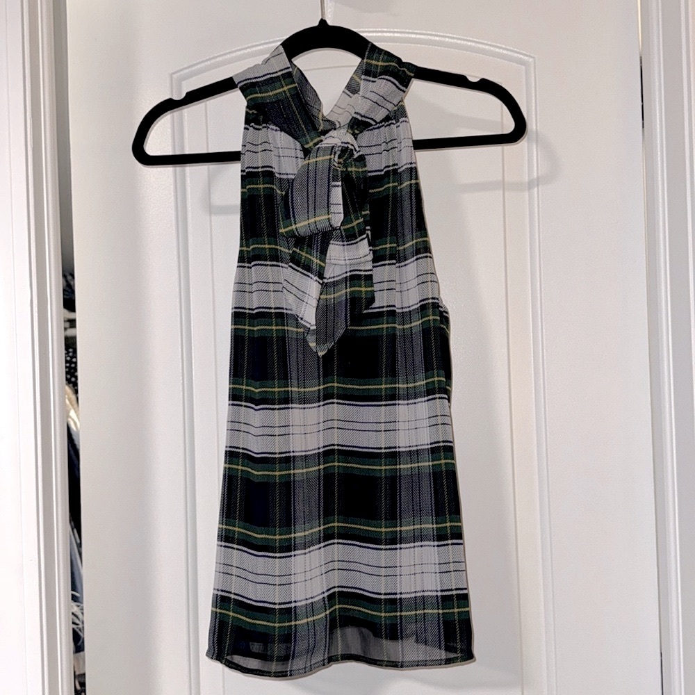 Holiday Plaid Blouse w/ Bow
